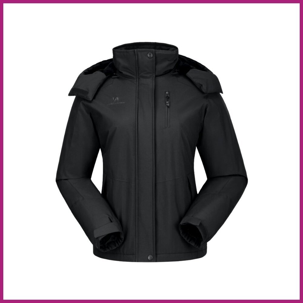 Waterproof Windproof Ski Jacket Fleece Lined Hooded Winter Coat